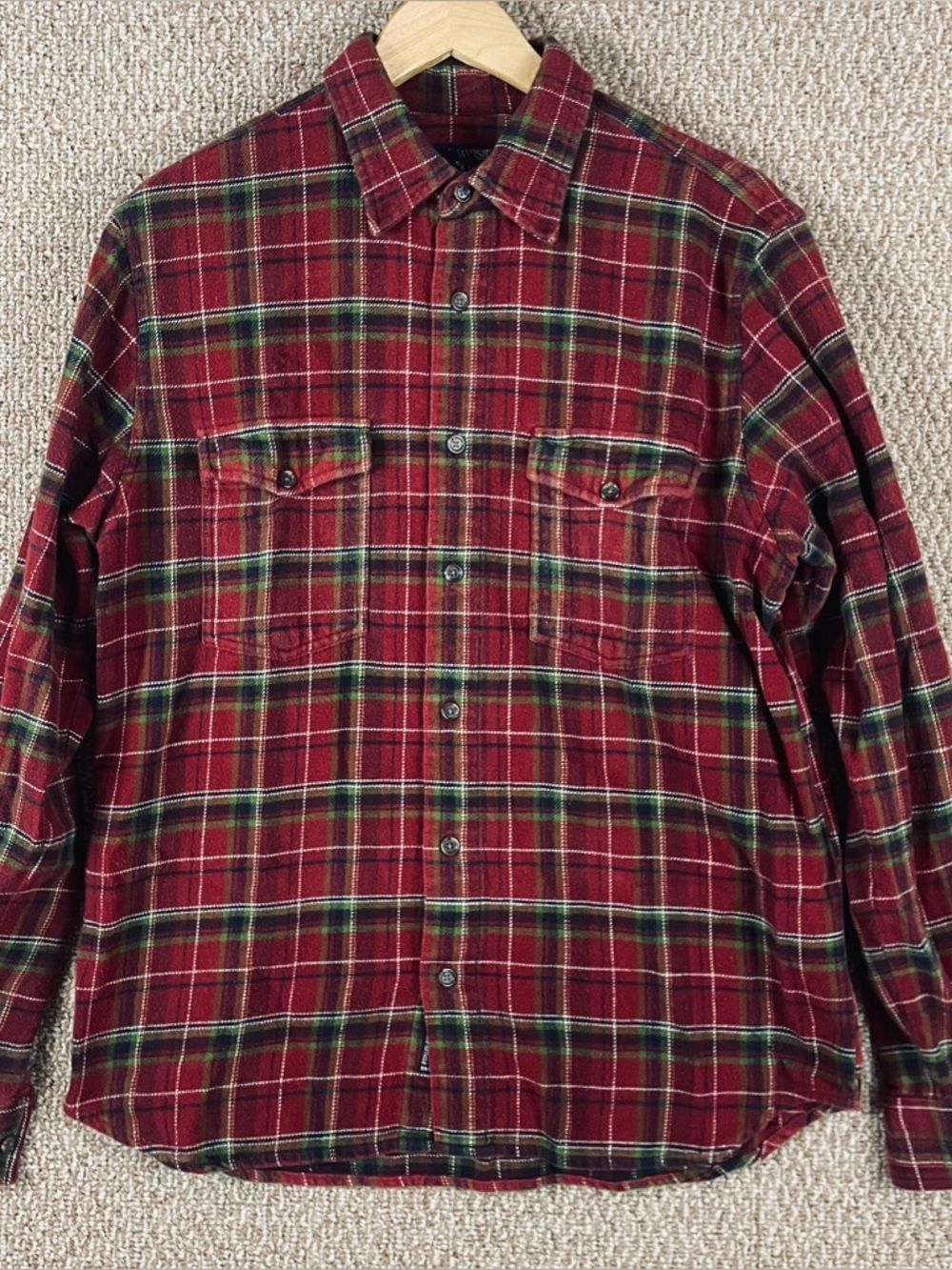 OshKosh Bgosh Shirt Men’s M Flannel Red Plaid Workwear Utility Lumberjack T430